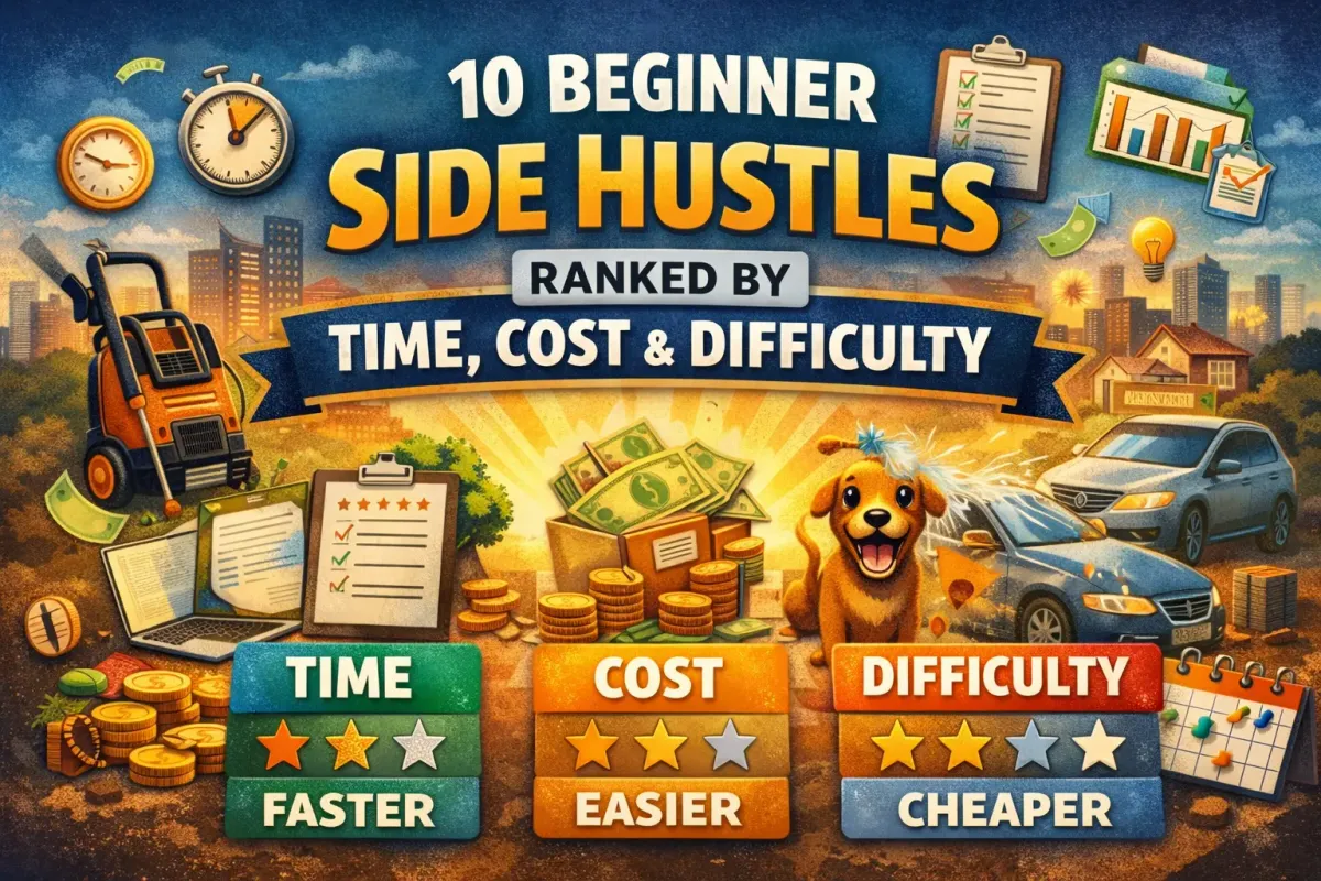 10 Beginner Side Hustles Ranked by Time, Cost & Difficulty
