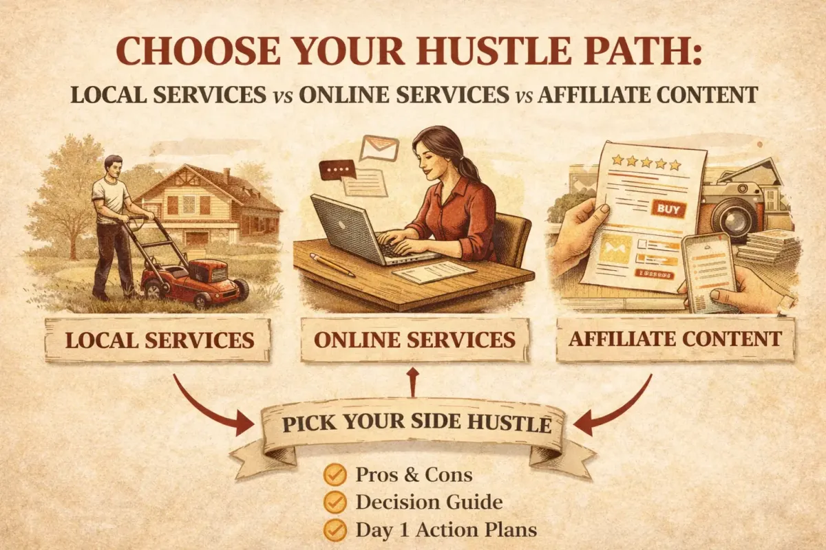 Choose Your Hustle Path: Local Services vs Online Services vs Affiliate Content