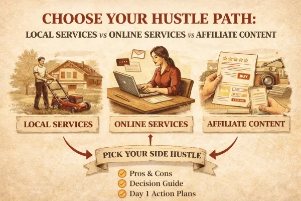 Choose Your Hustle Path: Local Services vs Online Services vs Affiliate Content