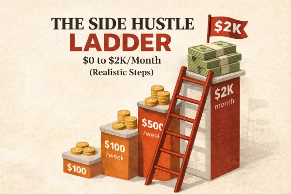 The Side Hustle Ladder: $0 to $2K/Month (Realistic Steps)